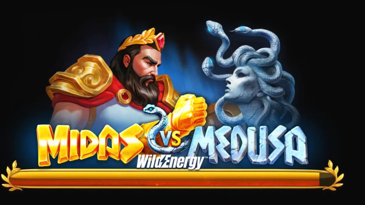 Tampilan visual slot Midas VS Medusa WildEnergy dengan tema mitologi yang megah